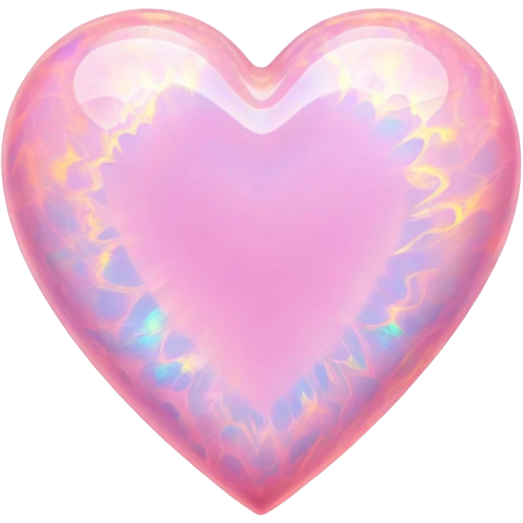 Heart-shaped pink opal gemstone with holographic fire patterns inside emoji