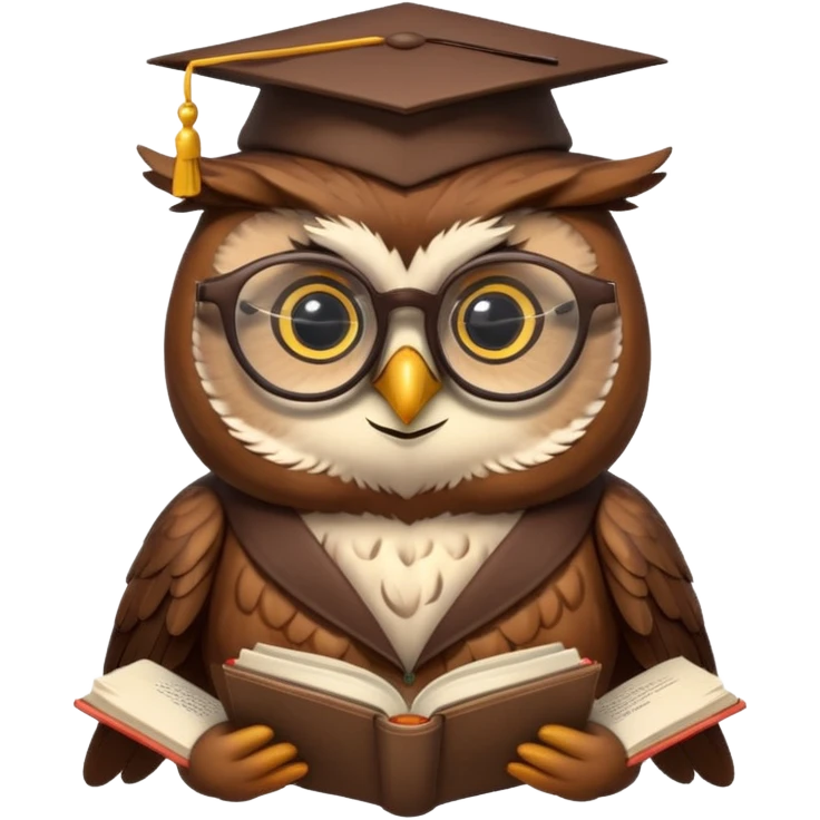 wise owl with glasses and book emoji