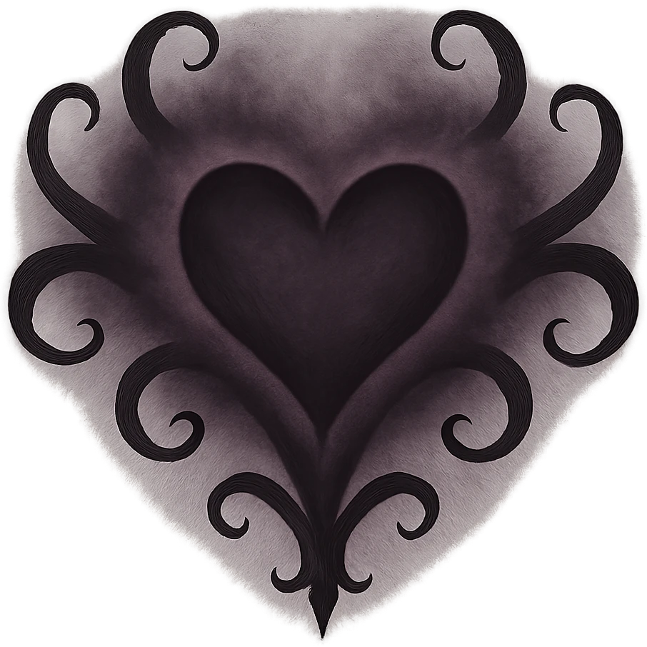 Dark mauve heart effect gothic emoji
