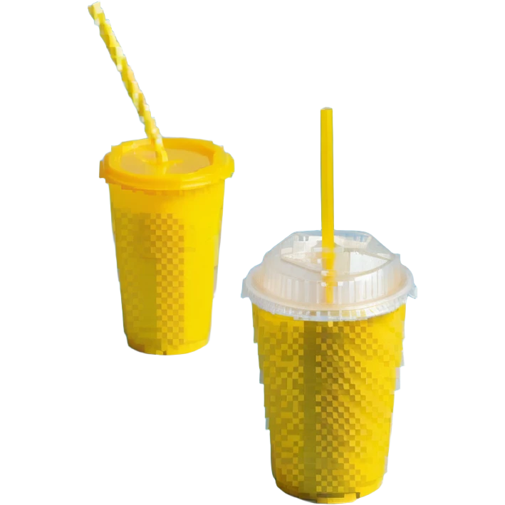 napkins, soda straws, yellow disposable cup emoji