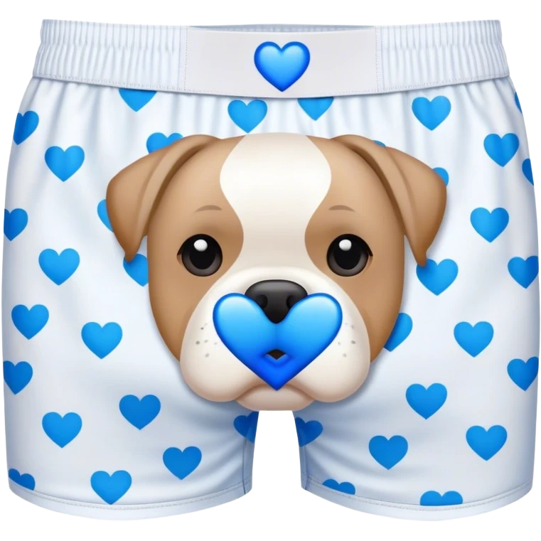 Blue heart patterned white boxers emoji