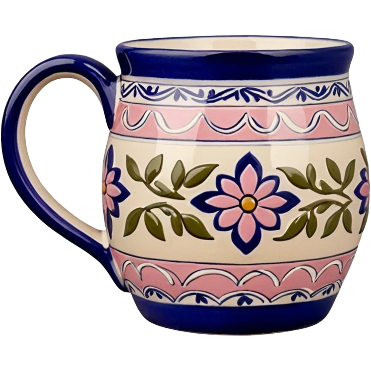 Pink white & beige Talavera mug emoji