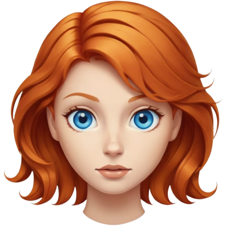 female ginger hair blue eyes centre of face turning in to a black swirl emoji