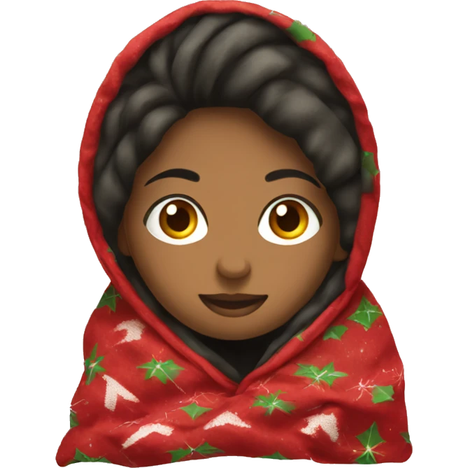 Girl in folded Christmas blanket  emoji