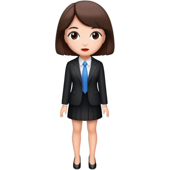 Pretty woman with short brown hair dressed as Wednesday  emoji