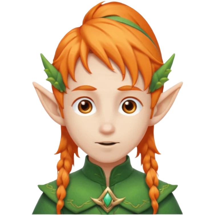 Orange Haired Elf, Elf boy with orange ponytail hair emoji
