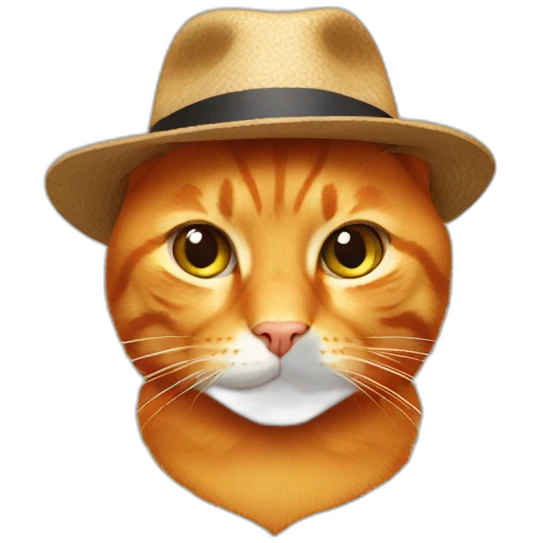 Orange cat wearing a fedora emoji