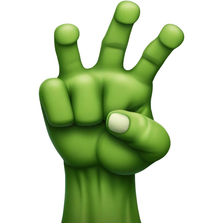 Hulk holding index finger and middle finger up emoji