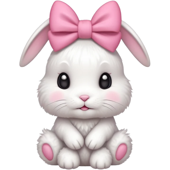 white bunny with pink bow on head emoji