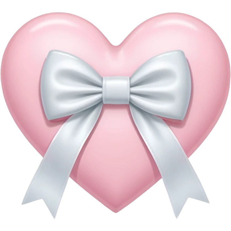 pastel pink heart with white ribbon bow emoji