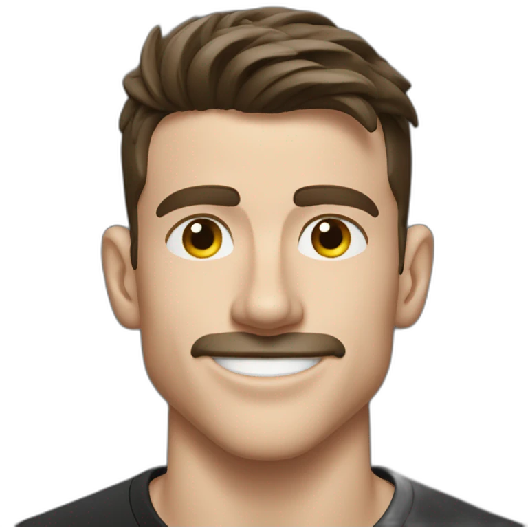 Mason mount wearing a black tshirt, profile picture, with stubble and mustache  emoji