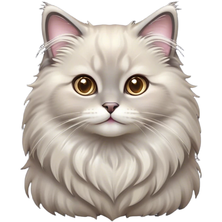 Cinematic Adorable Fluffy Grey Ragdoll Cat Portrait Emoji, Head tilted cutely with big, sparkling eyes, soft grey fur with lighter tones around the face and paws, Simplified yet irresistibly adorable features, highly detailed, glowing with a soft, warm glow, high shine, affectionate and playful, stylized with a touch of whimsy, bright and endearing, soft glowing outline, capturing the essence of a curious and loving kitten, so cute it feels like it could leap out of the screen and snuggle up for a cuddle! emoji
