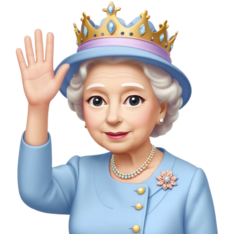 
Queen Elizabeth waves in pastel clothes emoji