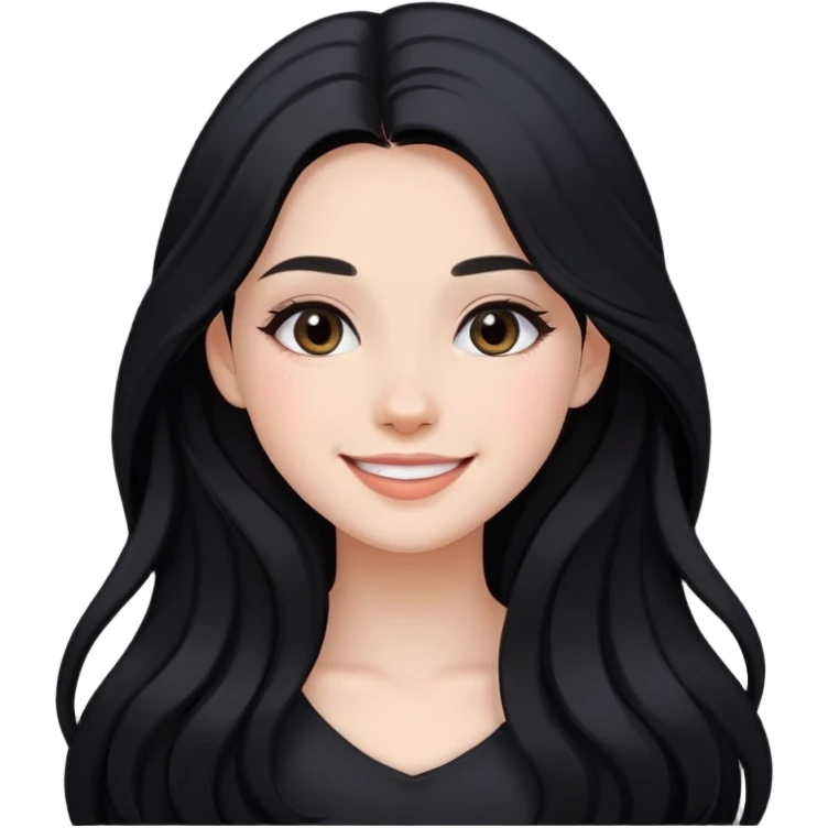 black long hair girl with soft makeup, smiling emoji