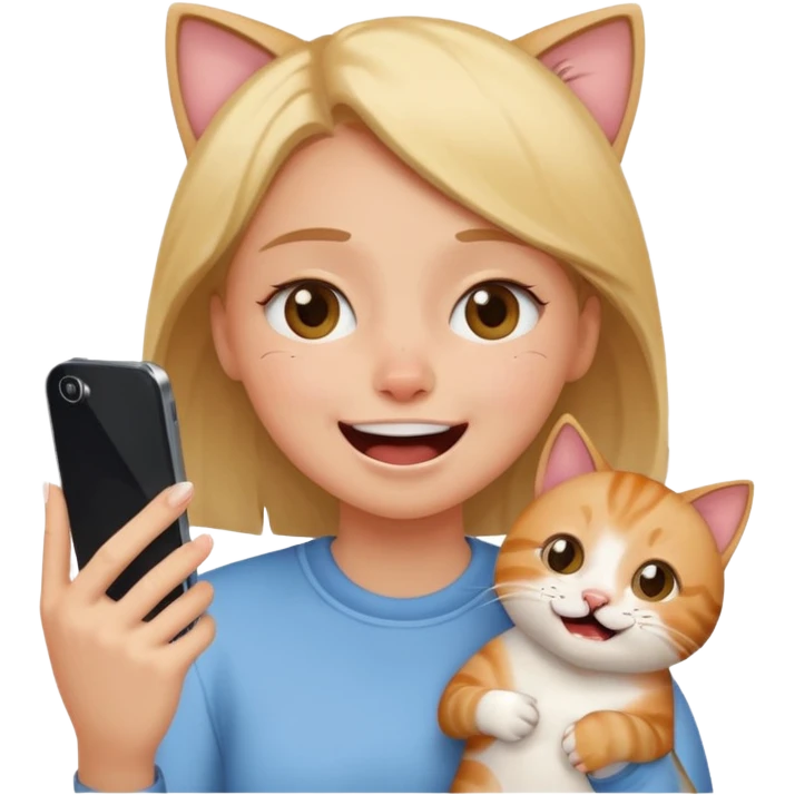 Girl crying laughing at a funny cat video on her phone emoji
