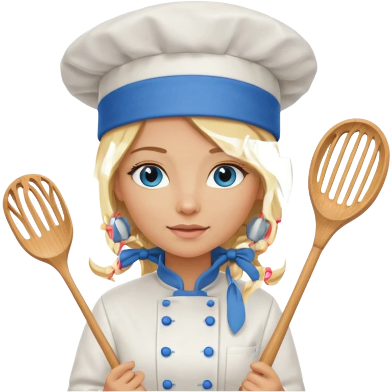 Sexy Long Blonde hair blue eyed female chef emoji