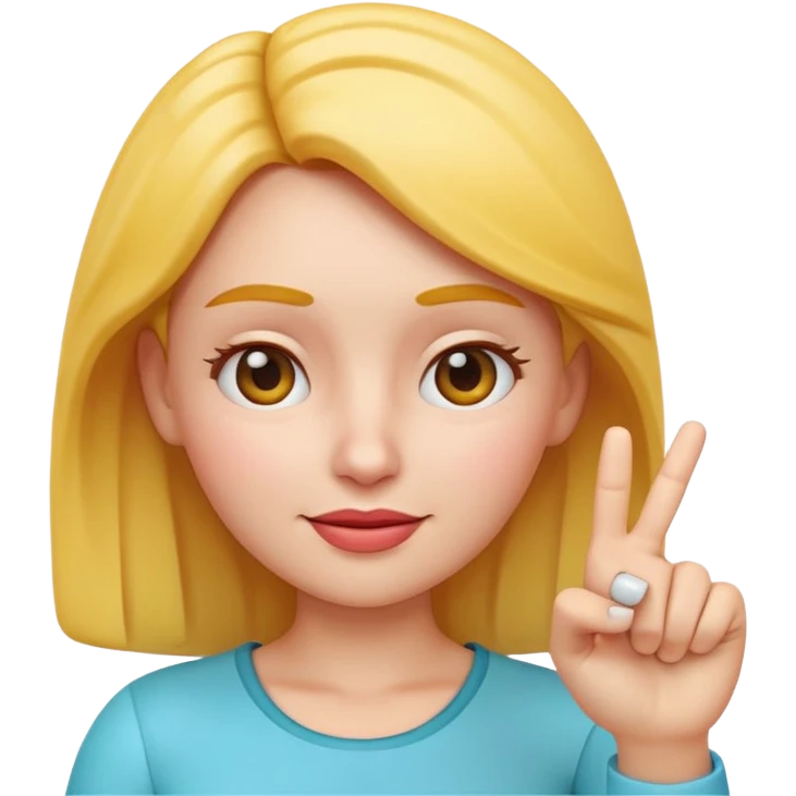 Apple-style 3D emoji of a cartoon woman pointing to her forehead with one finger, friendly expression, clean and colorful design, no background. emoji