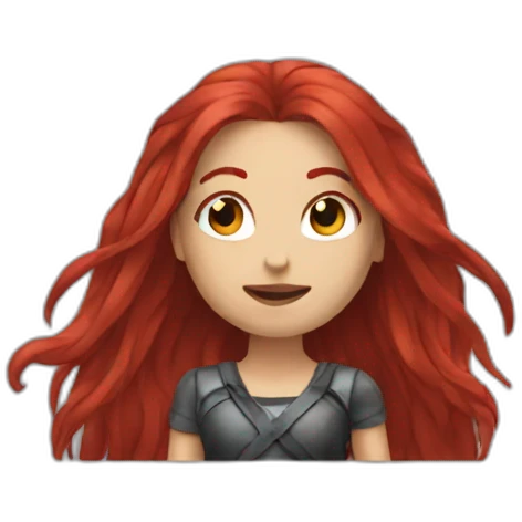 metal girl with long red hair emoji