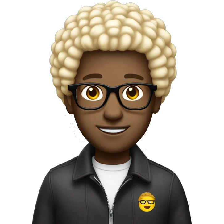 man. white blonde small afro and glasses in mcdonald’s outfit emoji