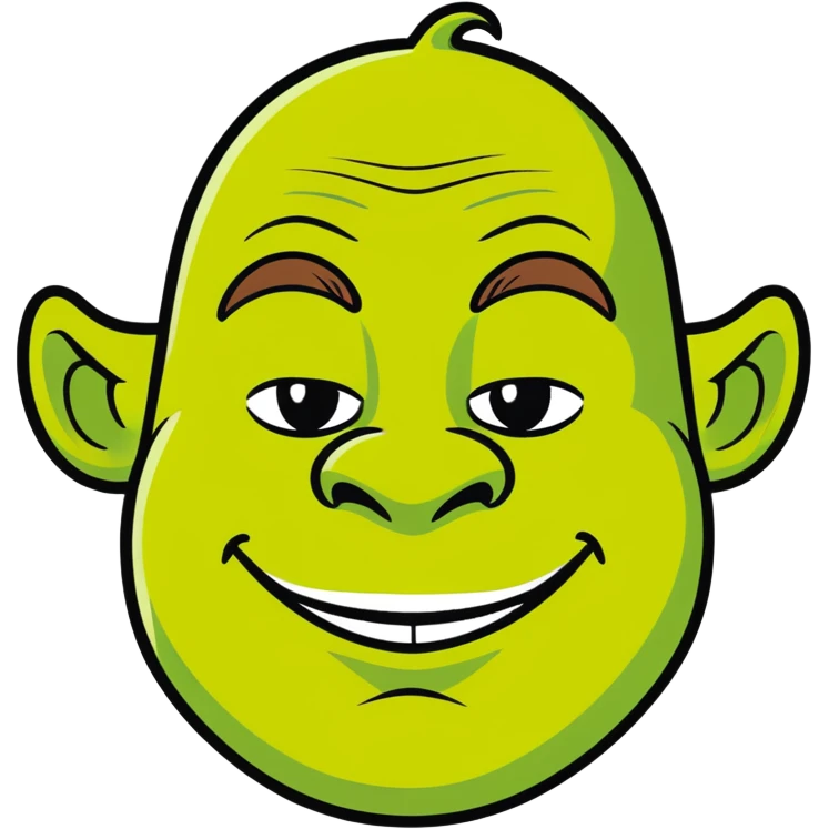 Shrek face close-up, cartoon style emoji