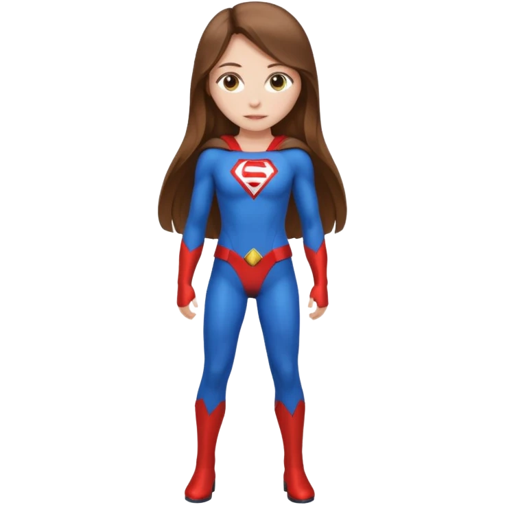 fille  brune en entier cheveux tres long et lisse super heros emoji
