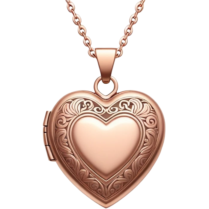 Rose gold heart locket with decorative details emoji