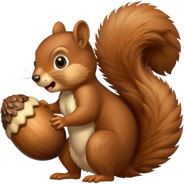 Squirrel bite giant acorn, panic emoji
