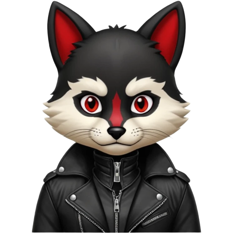 Anthropomorphic Anthro Furry punky gothic black white and red badass cool stylish handsome smexy Animal-furry-fursona emoji