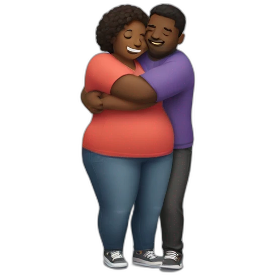 overweight black couple hugging emoji