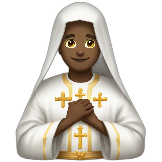 sacerdote piel blanca túnica negra crucifijo en la mano emoji
