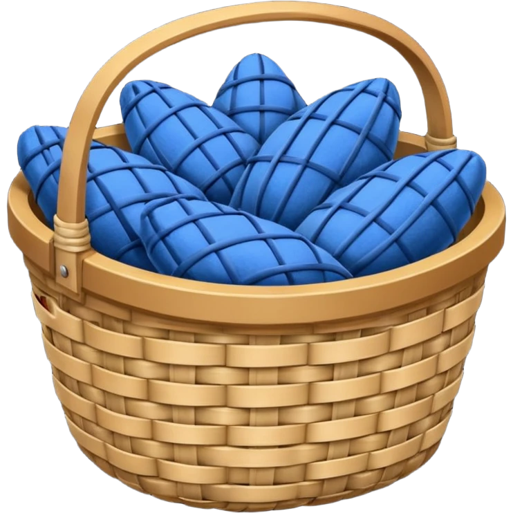 Basket with blue velvet fabric emoji