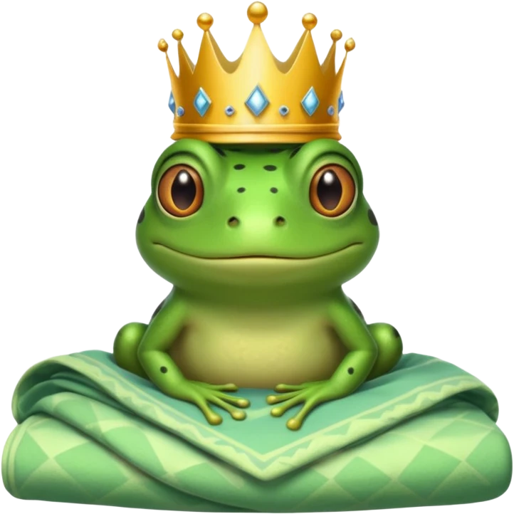 Frog with crown in bed emoji