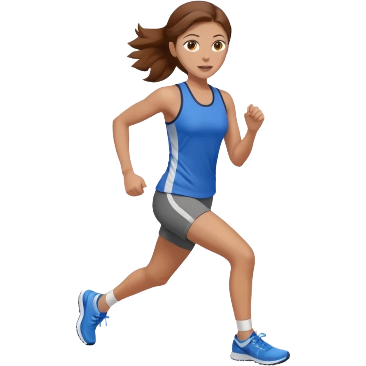 running woman. brown hair, light skin, hazel eyes. emoji