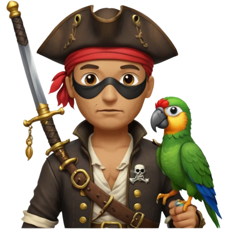 Pirata com papagaio no ombro emoji