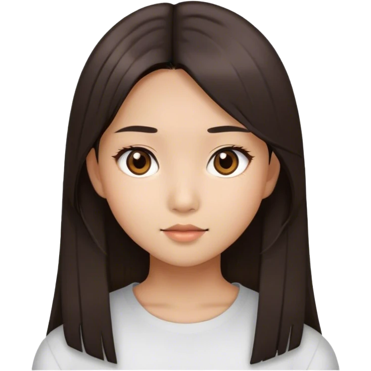 Девушка с прямыми и 30 см волосами карие глаза азиатка emoji