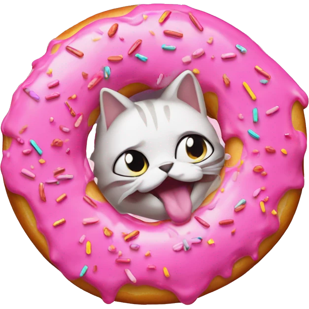 Neon Cat Meme in a Pink-Sprinkled Donut emoji