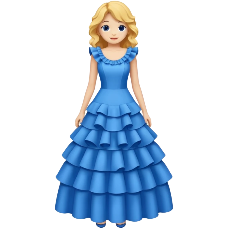  long blue dress with ruffles emoji