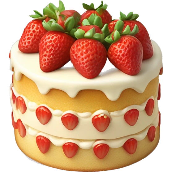 fraisier cake with vanilla cream on top and small strawberries to decorate the cake emoji