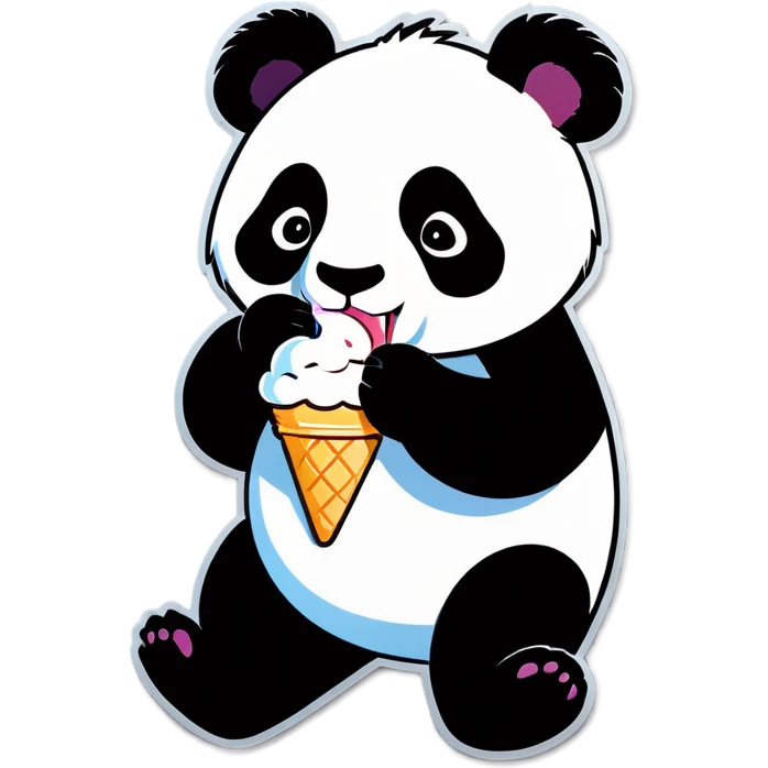 Panda eating ice cream emoji