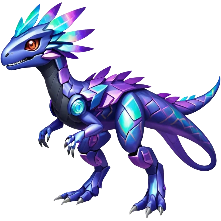 Shiny Nebula Futuristic Fakemon-Pokemon-Digimon-Spectrobes-Raptor-fusion, full body emoji