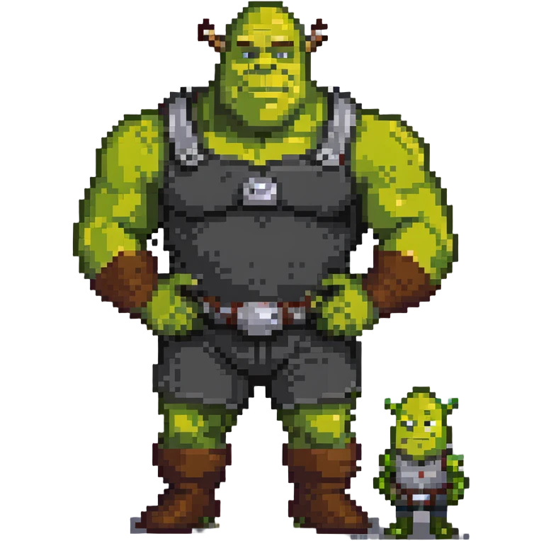 very muscular Shrek soothing Elon Musk emoji