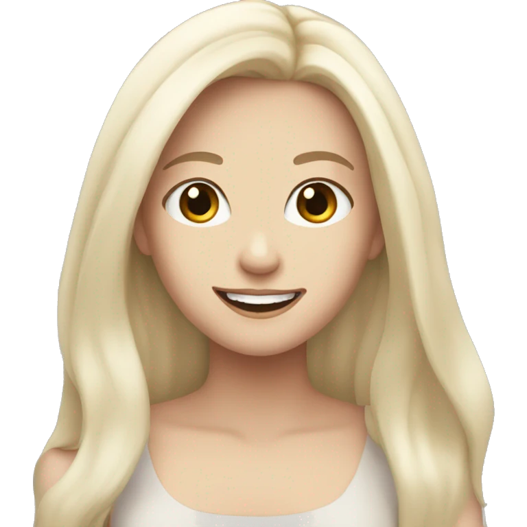 Pale girl with long black hair smiling  emoji
