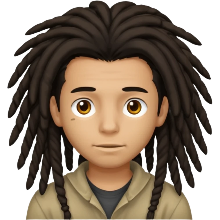 Dark-haired boy with medium-sized dreadlocks that cover part of his face emoji