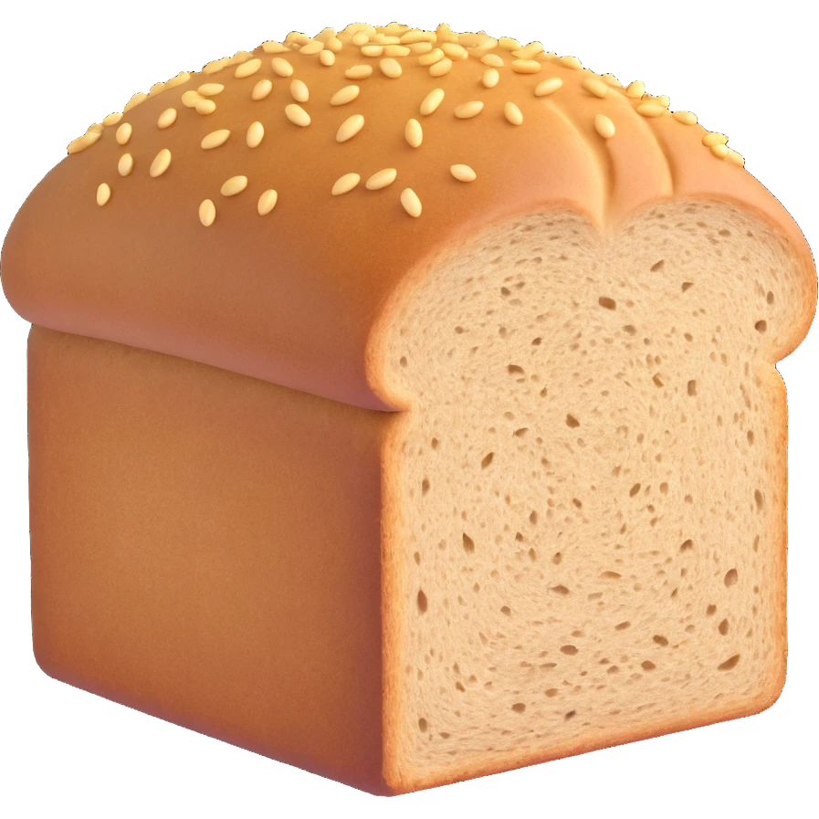 realistic 3D render of whole wheat bread with quinoa and rice, rustic crust, rich seed interior, Italian artisanal bakery style emoji