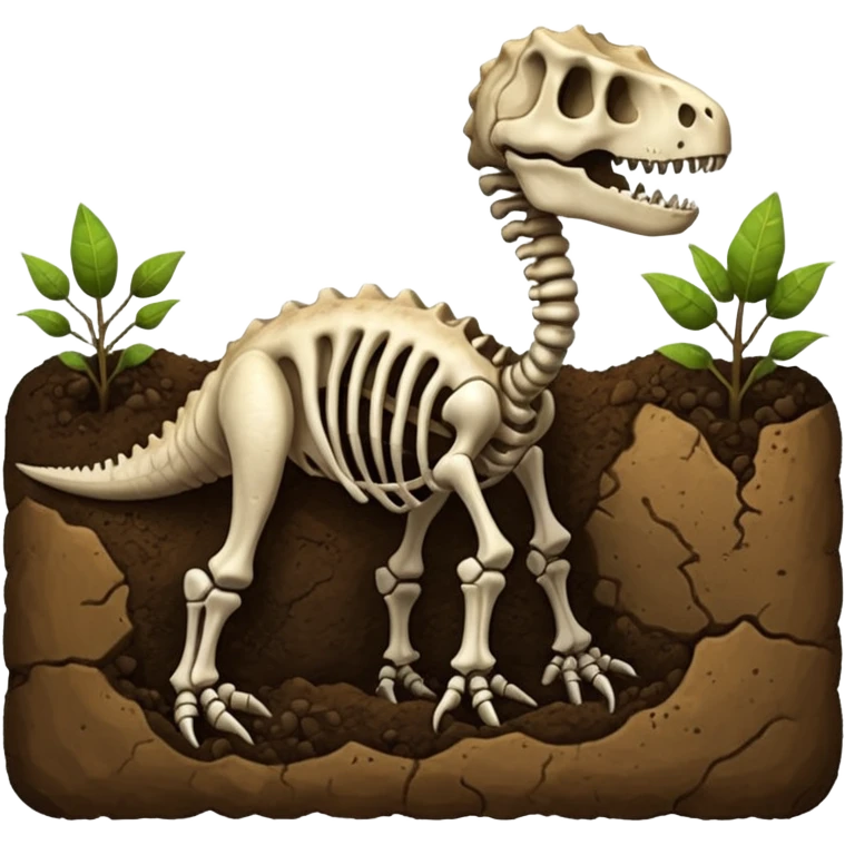 Dinosaur skeleton in soil emoji