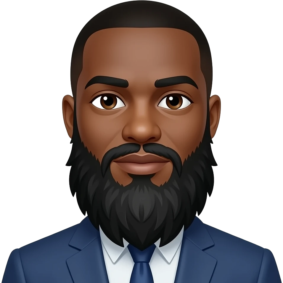 Bald black man long beard emoji