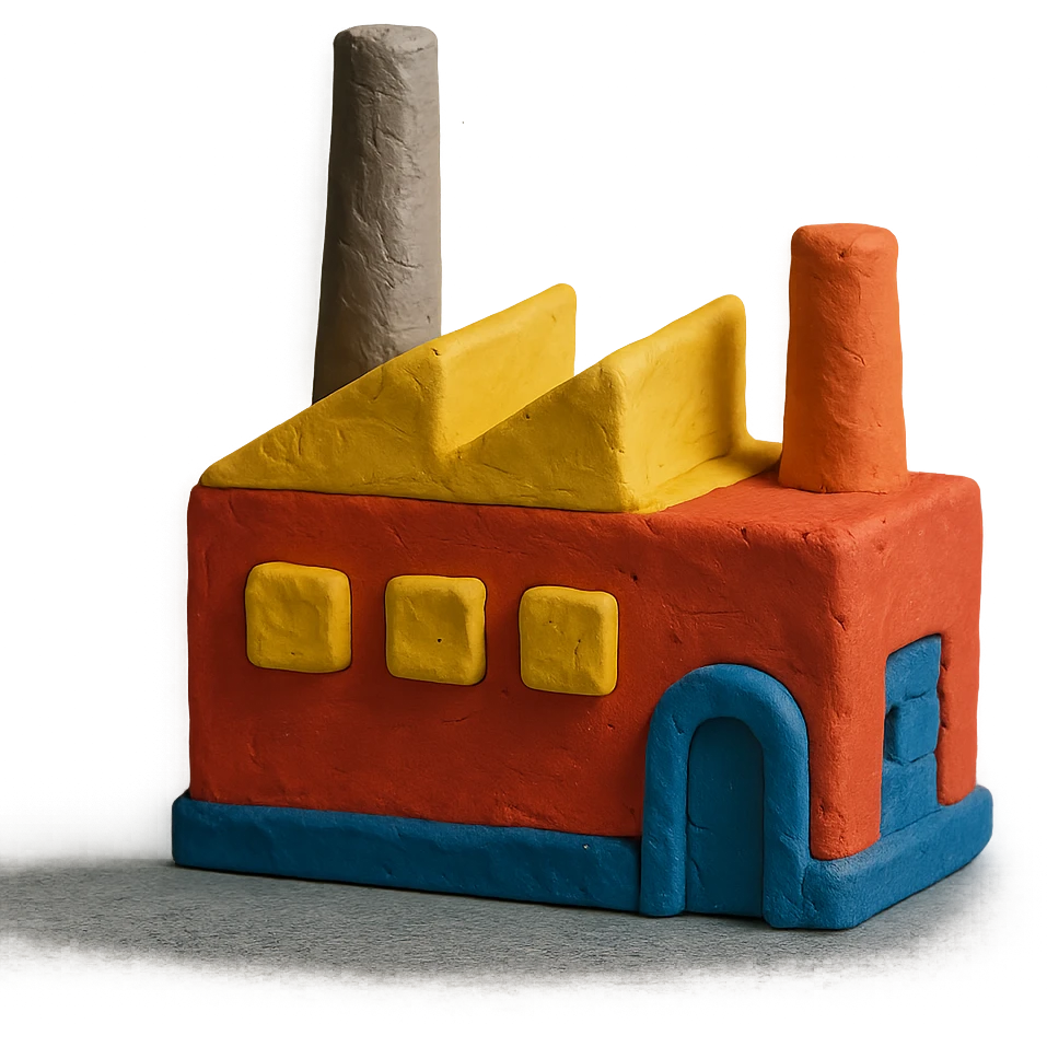claymation style factory emoji