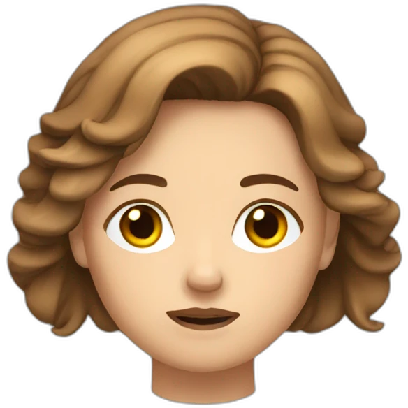 Brown hair young White women, worried muscles emoji