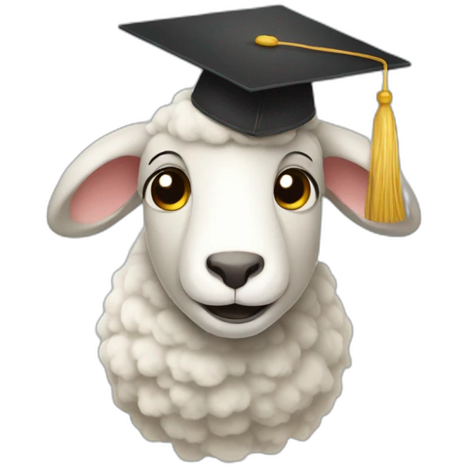 Sheep with a graduation cap emoji