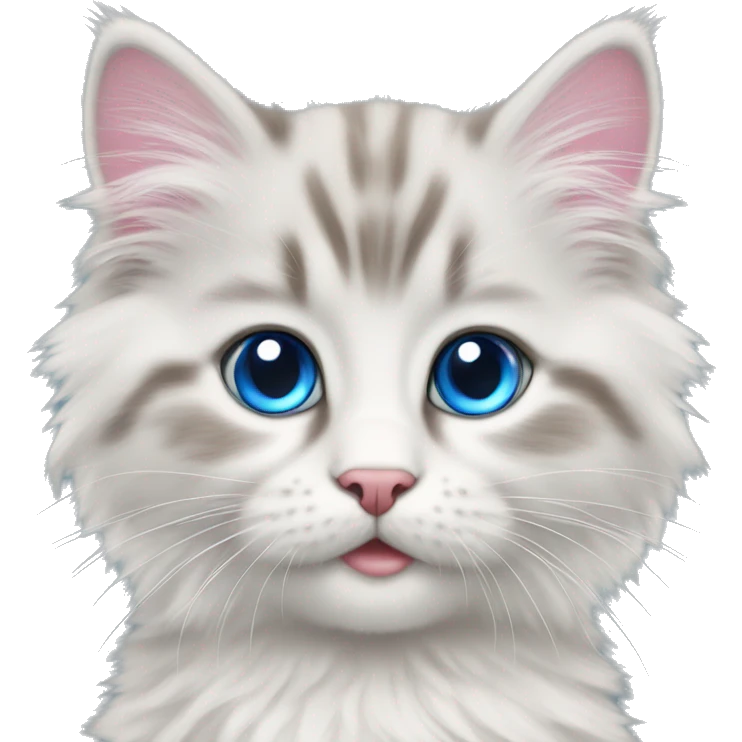 Siberian kitten with blue eyes and pink flake emoji